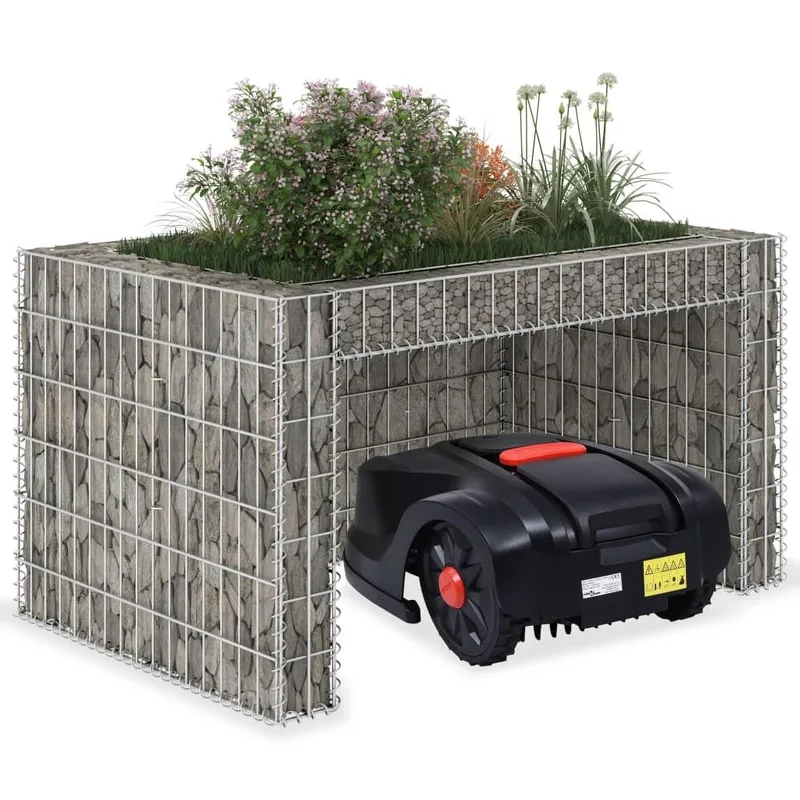 Garage til robotplæneklipper med plantekasse, 110 x 80 x 60 cm