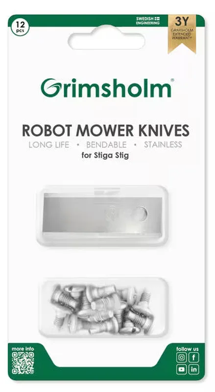 Grimsholm knive til Stiga robotplæneklipper, 12 stk.